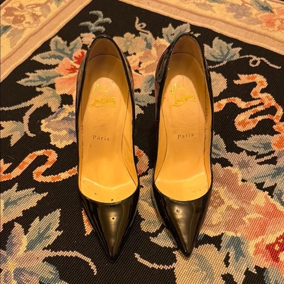 Black Patent Leather Stiletto Heels - Picture 2 of 6